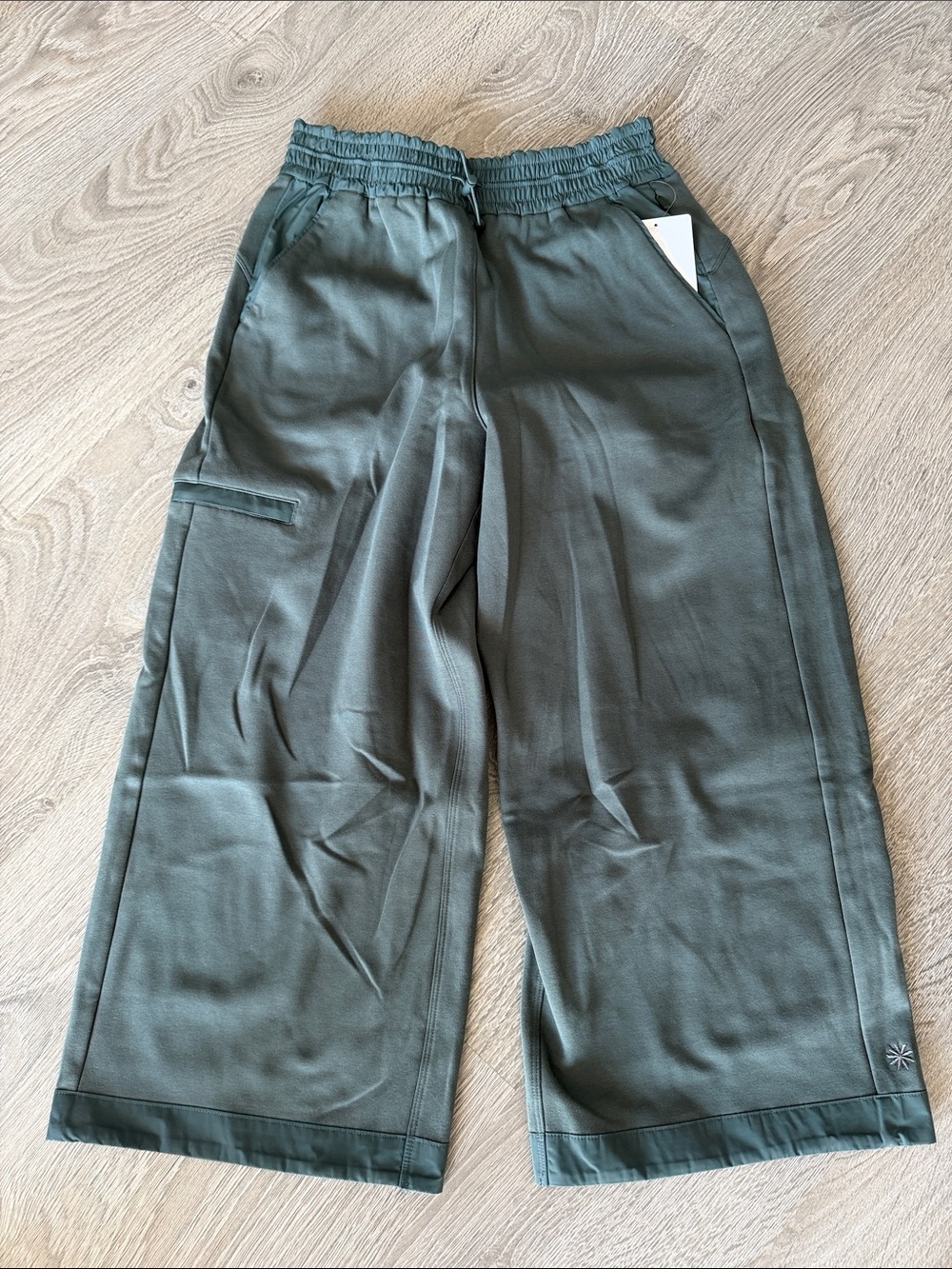 Athleta Deep Olive Wide-Leg Pull-On Pants